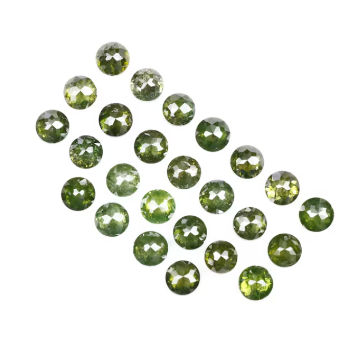 2.27 CT, 2.60 MM Enhanced Green Color Diamond Round Rose Cut Diamond Natural Loose Diamond Melee Diamond - Minimal Carbon