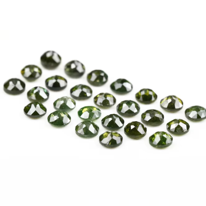 2.27 CT, 2.60 MM Enhanced Green Color Diamond Round Rose Cut Diamond Natural Loose Diamond Melee Diamond - Minimal Carbon