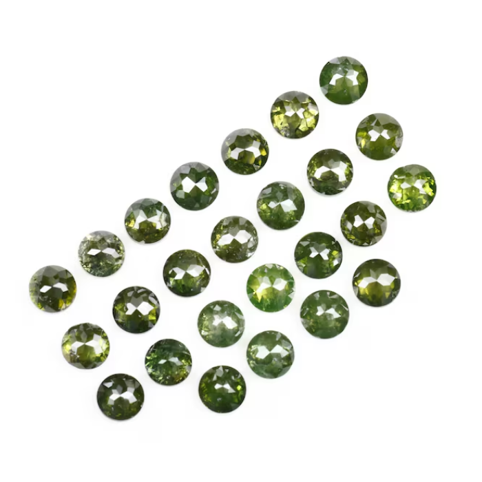 2.27 CT, 2.60 MM Enhanced Green Color Diamond Round Rose Cut Diamond Natural Loose Diamond Melee Diamond - Minimal Carbon