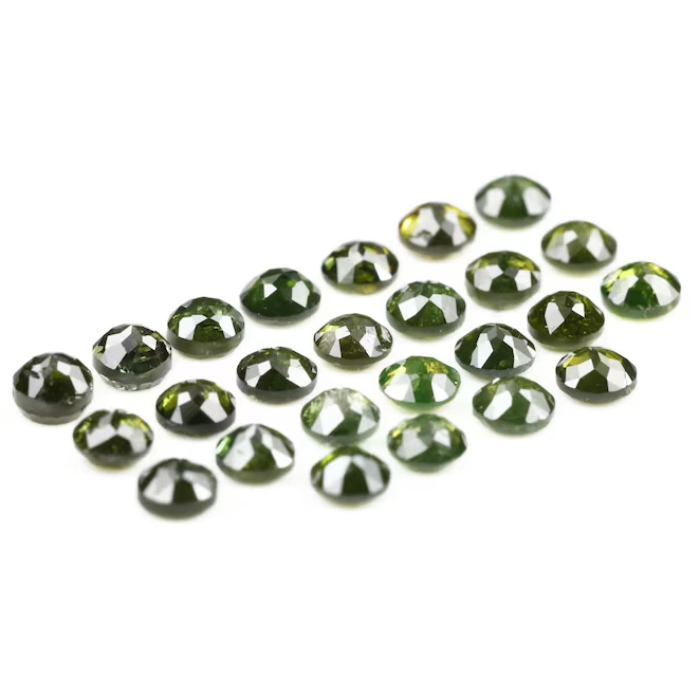 2.27 CT, 2.60 MM Enhanced Green Color Diamond Round Rose Cut Diamond Natural Loose Diamond Melee Diamond - Minimal Carbon