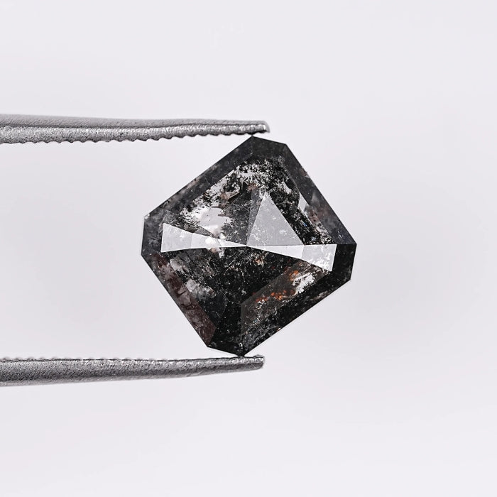 2.46 CT Emerald Shape Natural Salt & Pepper Diamond Loose