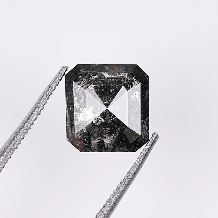 2.46 CT Emerald Shape Natural Salt & Pepper Diamond Loose