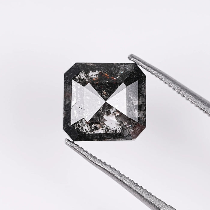 2.46 CT Emerald Shape Natural Salt & Pepper Diamond Loose