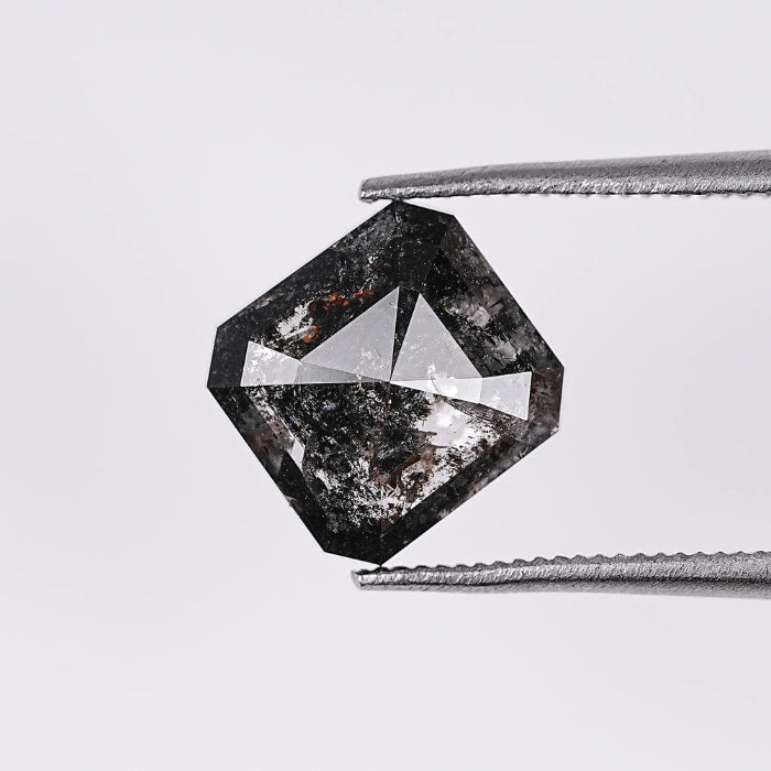 2.46 CT Emerald Shape Natural Salt & Pepper Diamond Loose