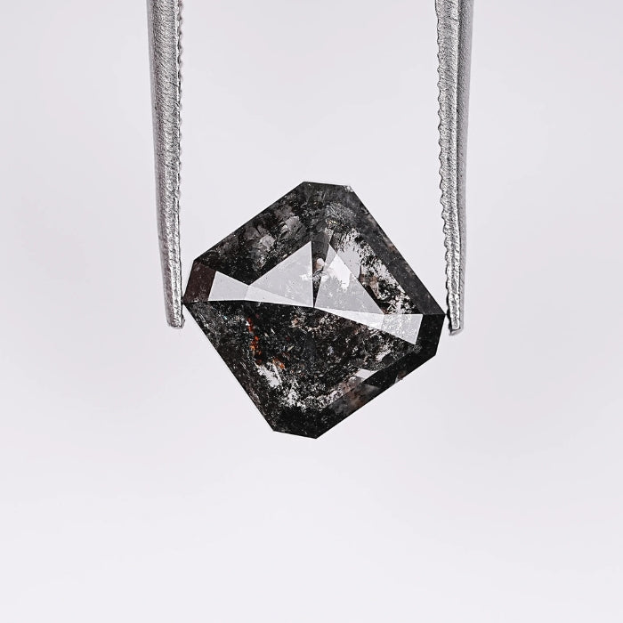 2.46 CT Emerald Shape Natural Salt & Pepper Diamond Loose