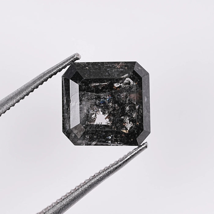 2.46 CT Emerald Shape Natural Salt & Pepper Diamond Loose