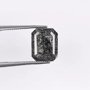 2.49 CT, Emerald Shape Black Salt & Pepper Solitaire Loose Diamond