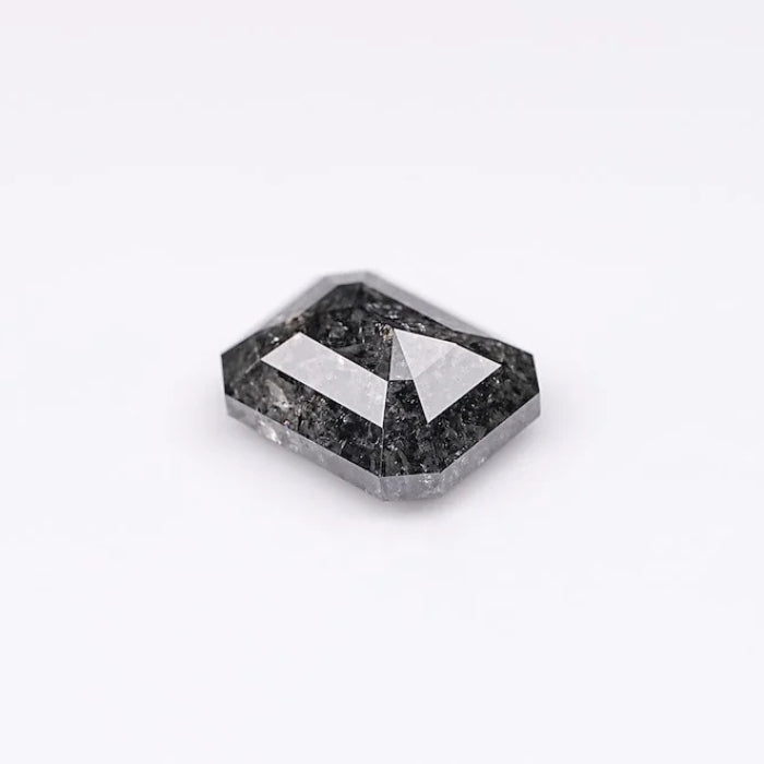 2.49 CT, Emerald Shape Black Salt & Pepper Solitaire Loose Diamond