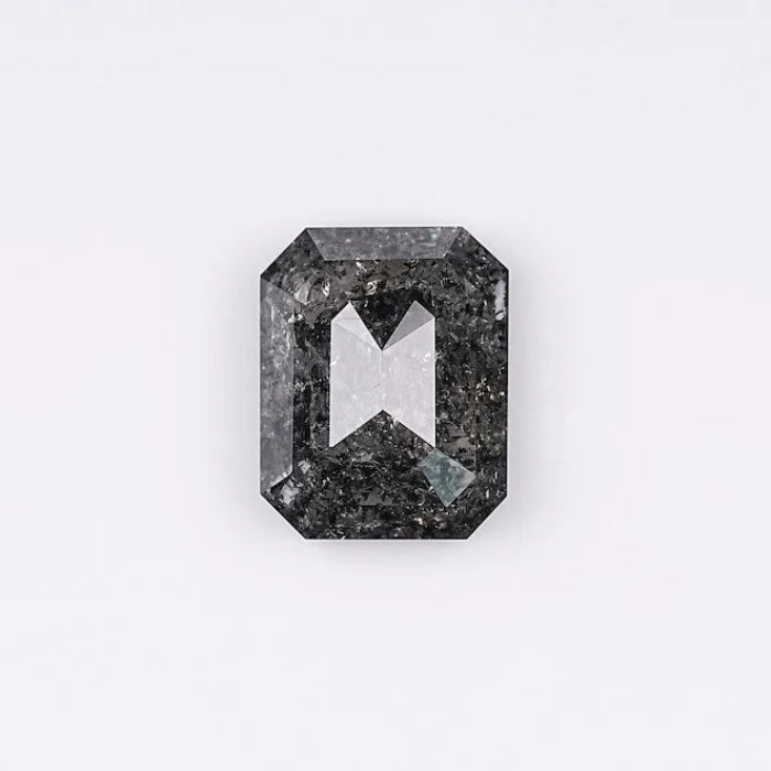 2.49 CT, Emerald Shape Black Salt & Pepper Solitaire Loose Diamond