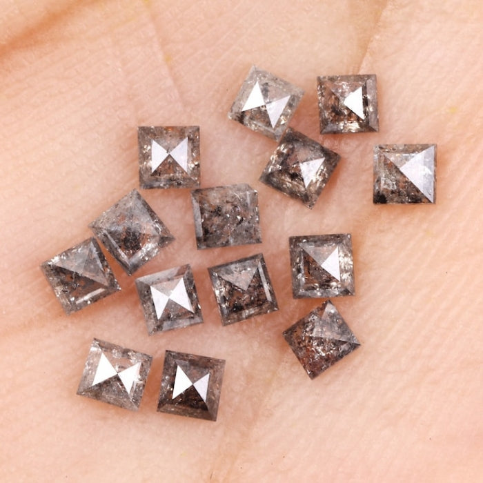 5.00 MM Princess Cut Salt And Pepper Melee Diamond