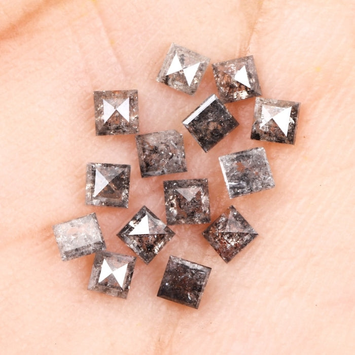 2.50 MM Princess Cut Salt And Pepper Melee Diamond