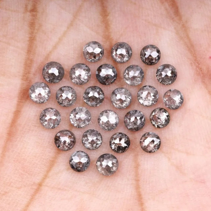 2.50 MM Round Rose Cut Salt & Pepper Melee Diamond