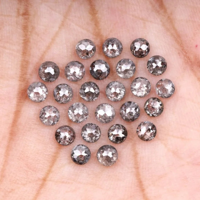 2.50 MM Round Rose Cut Salt & Pepper Melee Diamond
