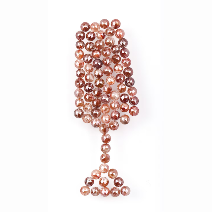 2.5 mm Round Rose Natural Enhanced Reddish Color Diamond