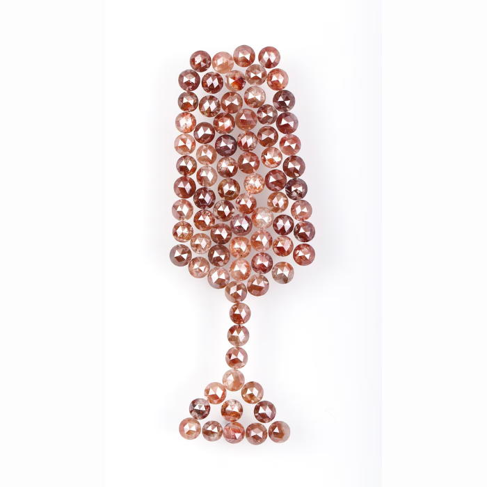 2.5 mm Round Rose Natural Enhanced Reddish Color Diamond