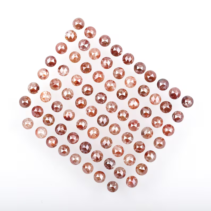 2.5 mm Round Rose Natural Enhanced Reddish Color Diamond