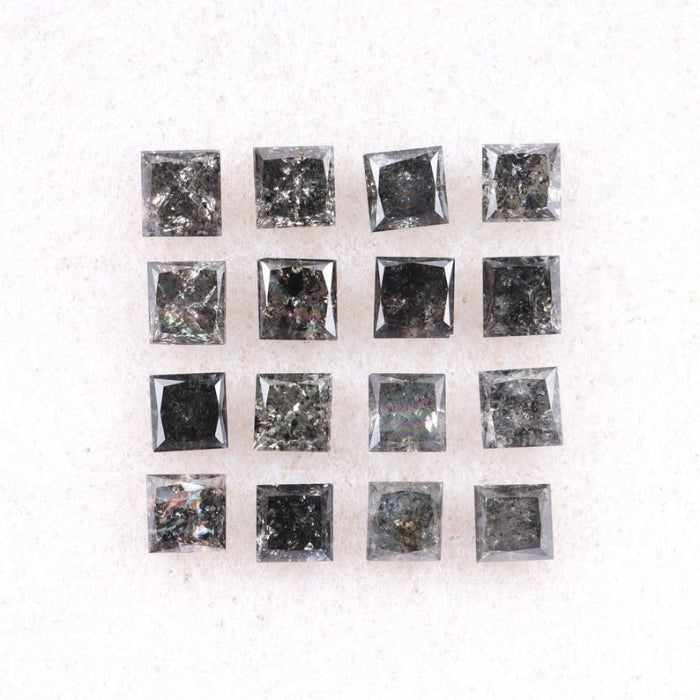 2.75 MM Princess Cut Salt And Pepper Melee Diamond