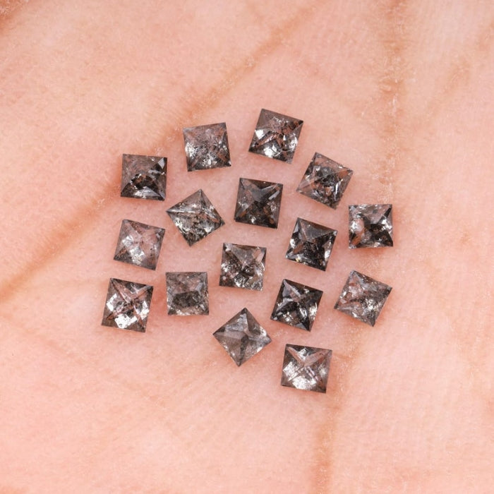 2.75 MM Princess Cut Salt And Pepper Melee Diamond