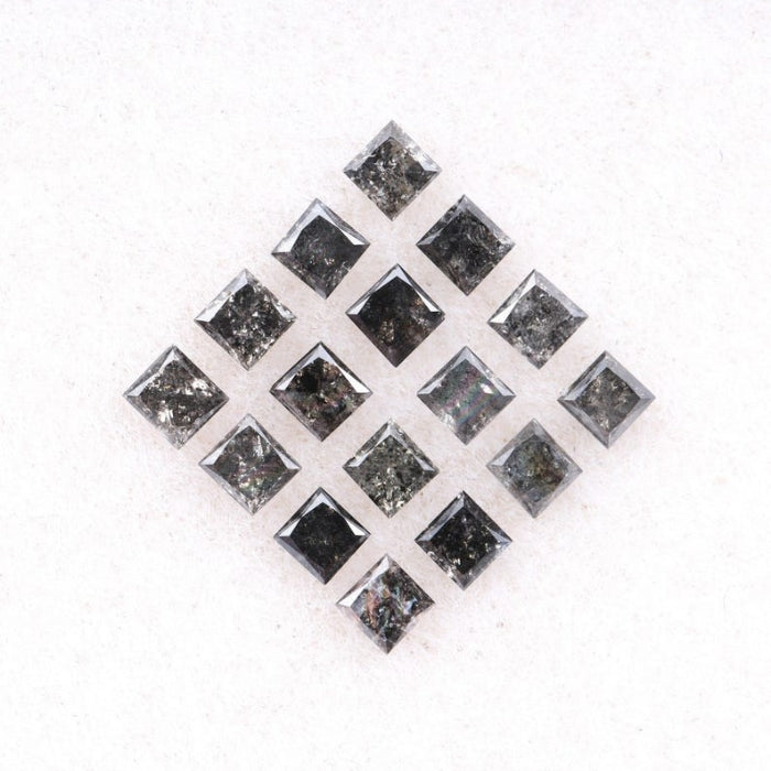 2.75 MM Princess Cut Salt And Pepper Melee Diamond