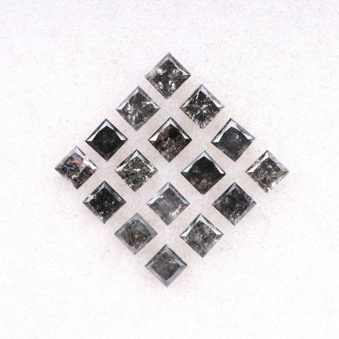 2.75 MM Princess Cut Salt And Pepper Melee Diamond