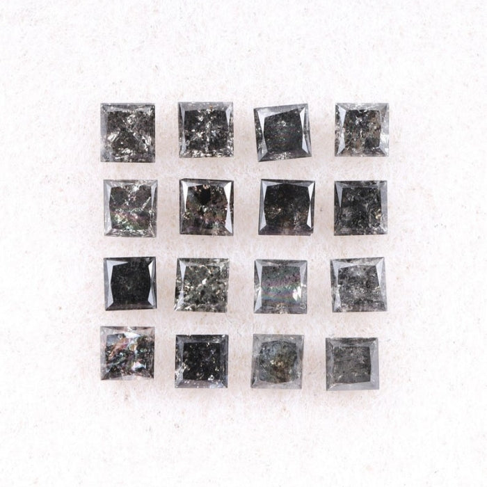 2.75 MM Princess Cut Salt And Pepper Melee Diamond