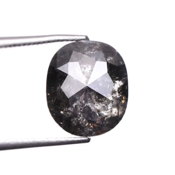 2.78 CT Oval Cut Salt and Pepper Natural Full Cut Diamond