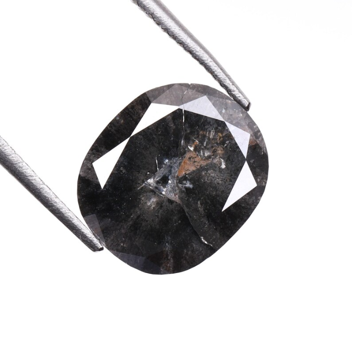 2.78 CT Oval Cut Salt and Pepper Natural Full Cut Diamond