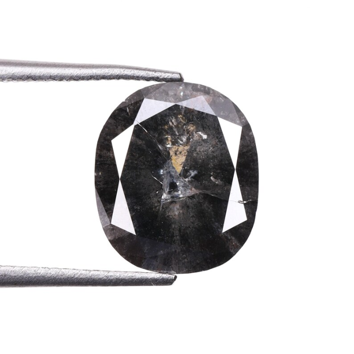 2.78 CT Oval Cut Salt and Pepper Natural Full Cut Diamond