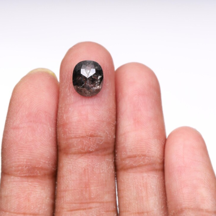 2.78 CT Oval Cut Salt and Pepper Natural Full Cut Diamond