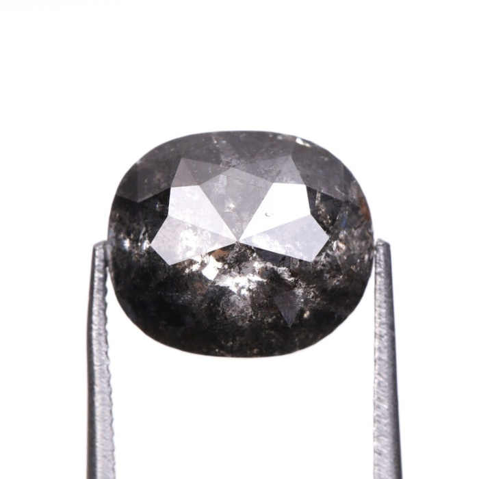 2.78 CT Oval Cut Salt and Pepper Natural Full Cut Diamond