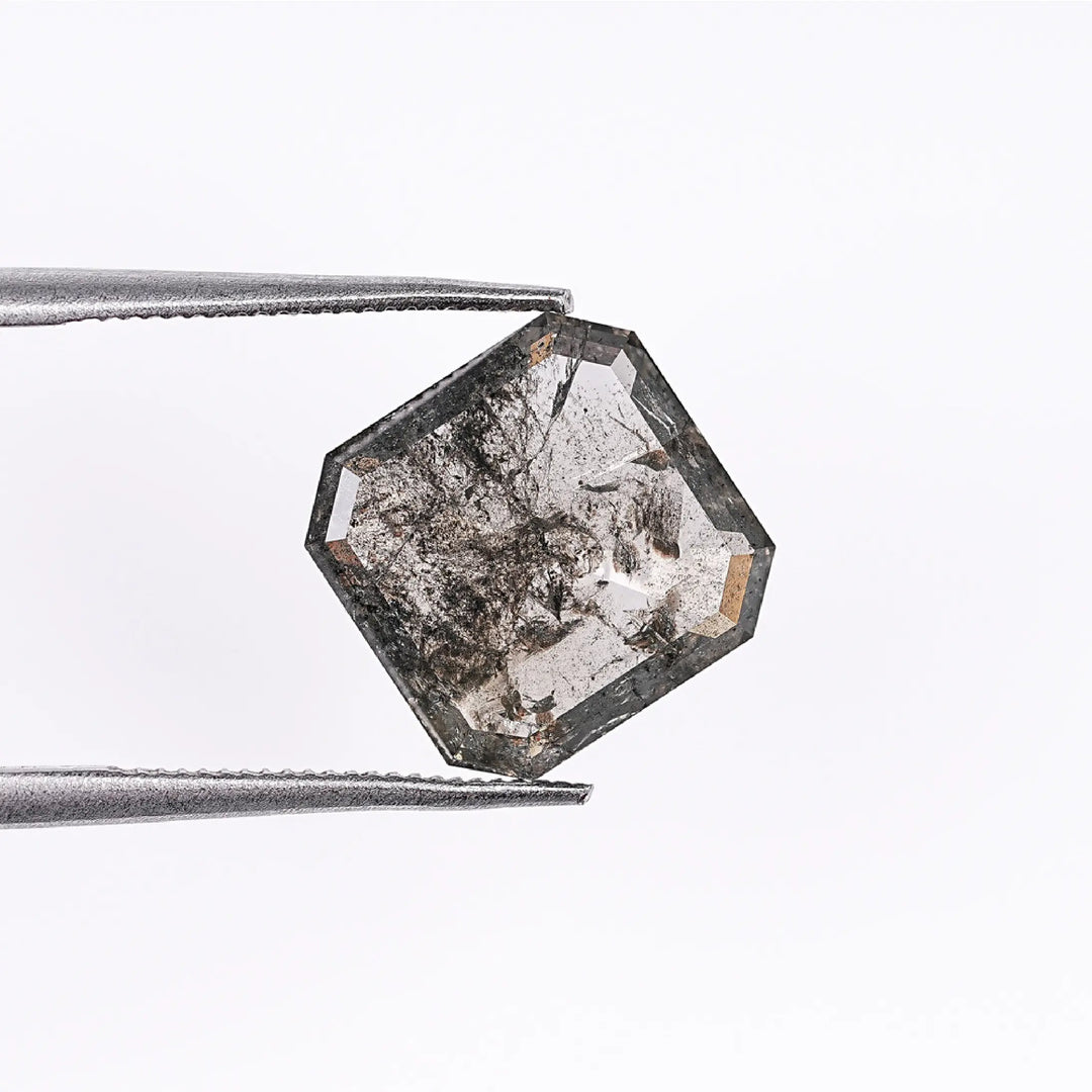 2.78 CT Salt And Pepper Emerald Cut Diamond