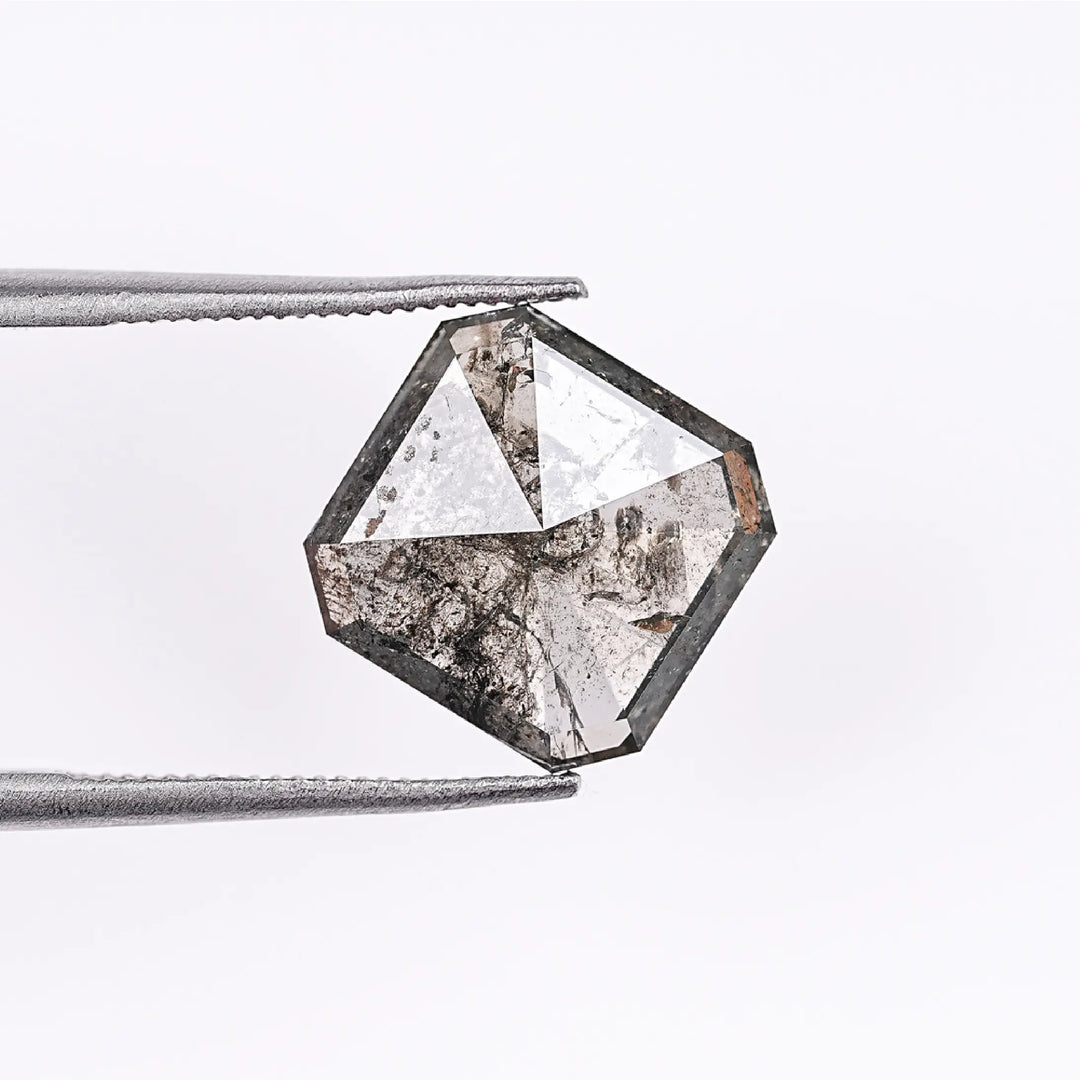 2.78 CT Salt And Pepper Emerald Cut Diamond