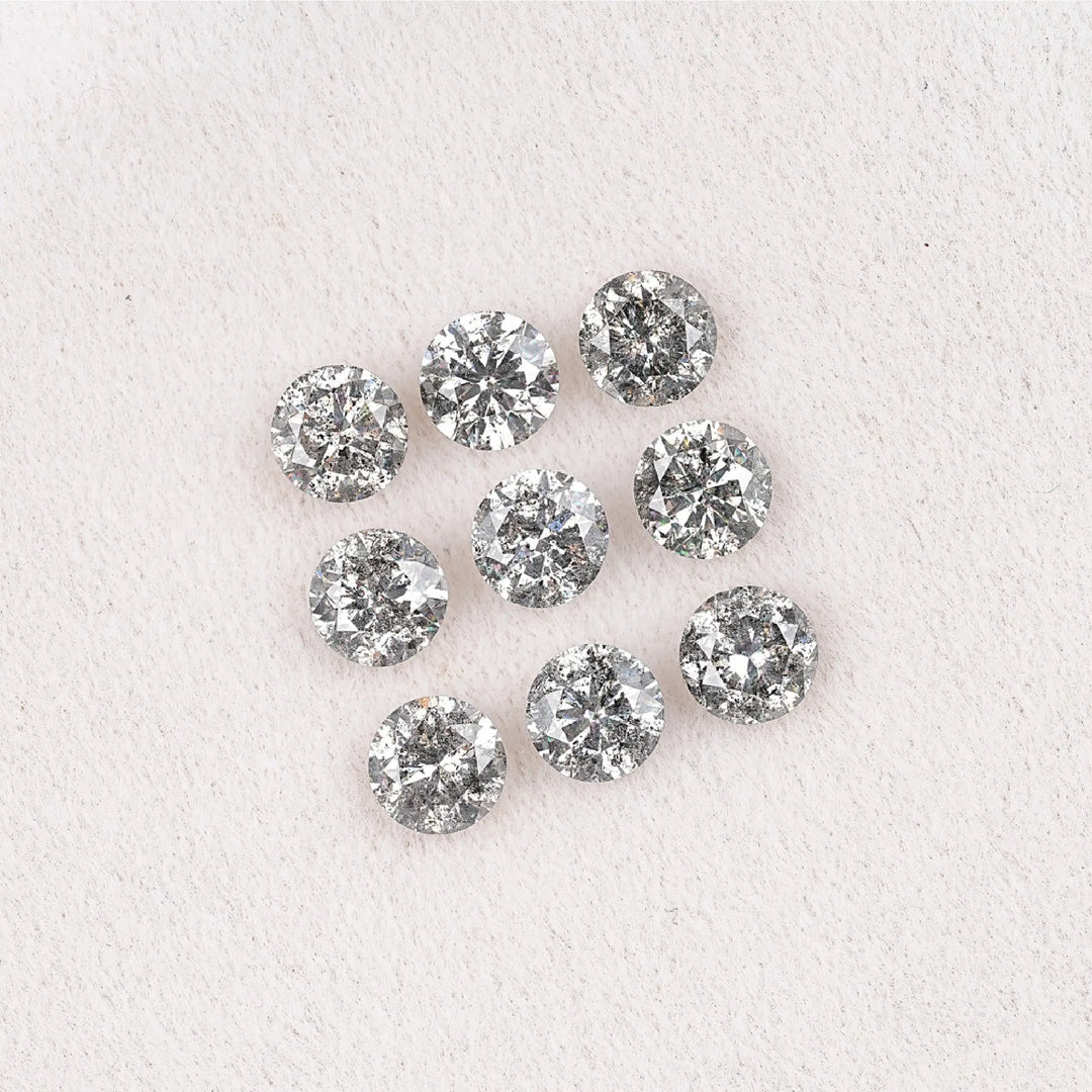 2.90 CT Round Brilliant Cut Salt & Pepper Diamond