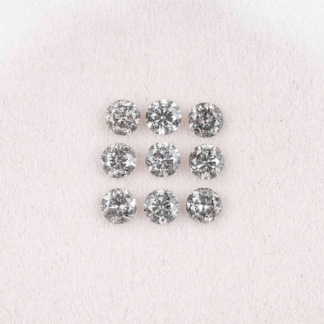 2.90 CT Round Brilliant Cut Salt & Pepper Diamond