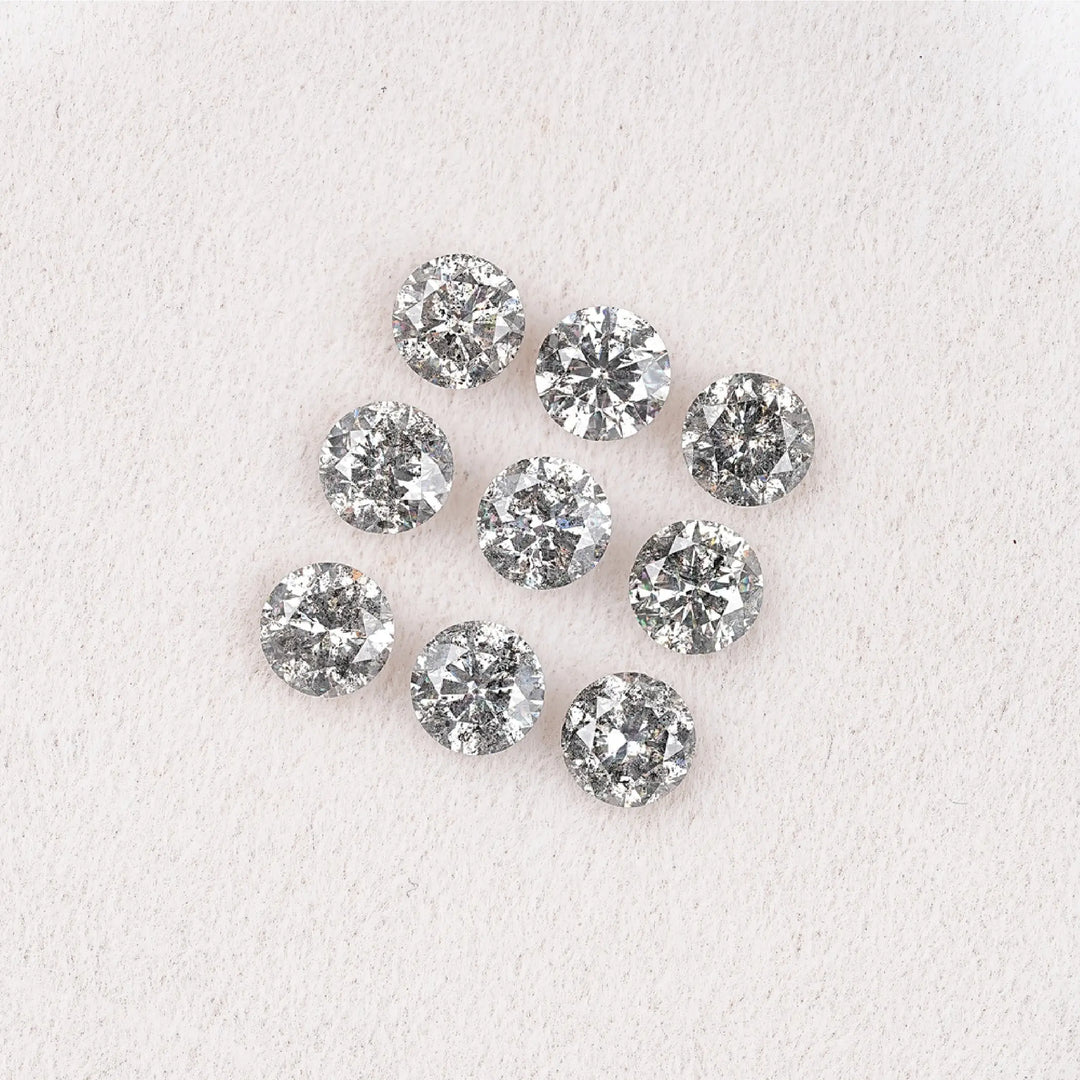 2.90 CT Round Brilliant Cut Salt & Pepper Diamond