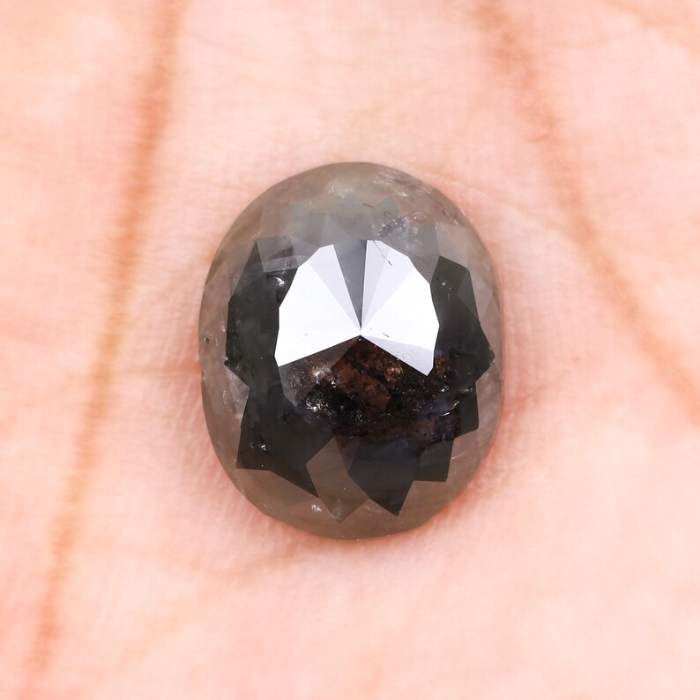 2.93 CT Oval Cut Salt and Pepper Diamond
