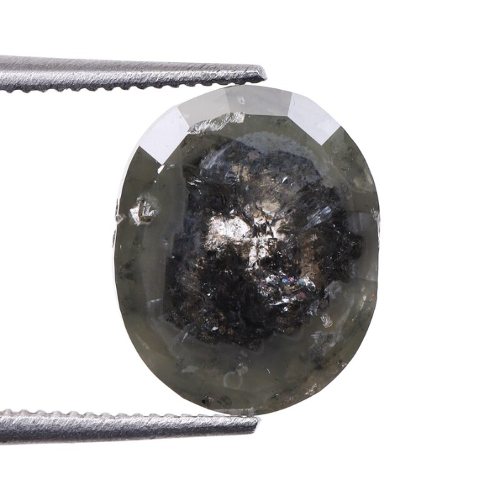 2.93 CT Oval Cut Salt and Pepper Diamond