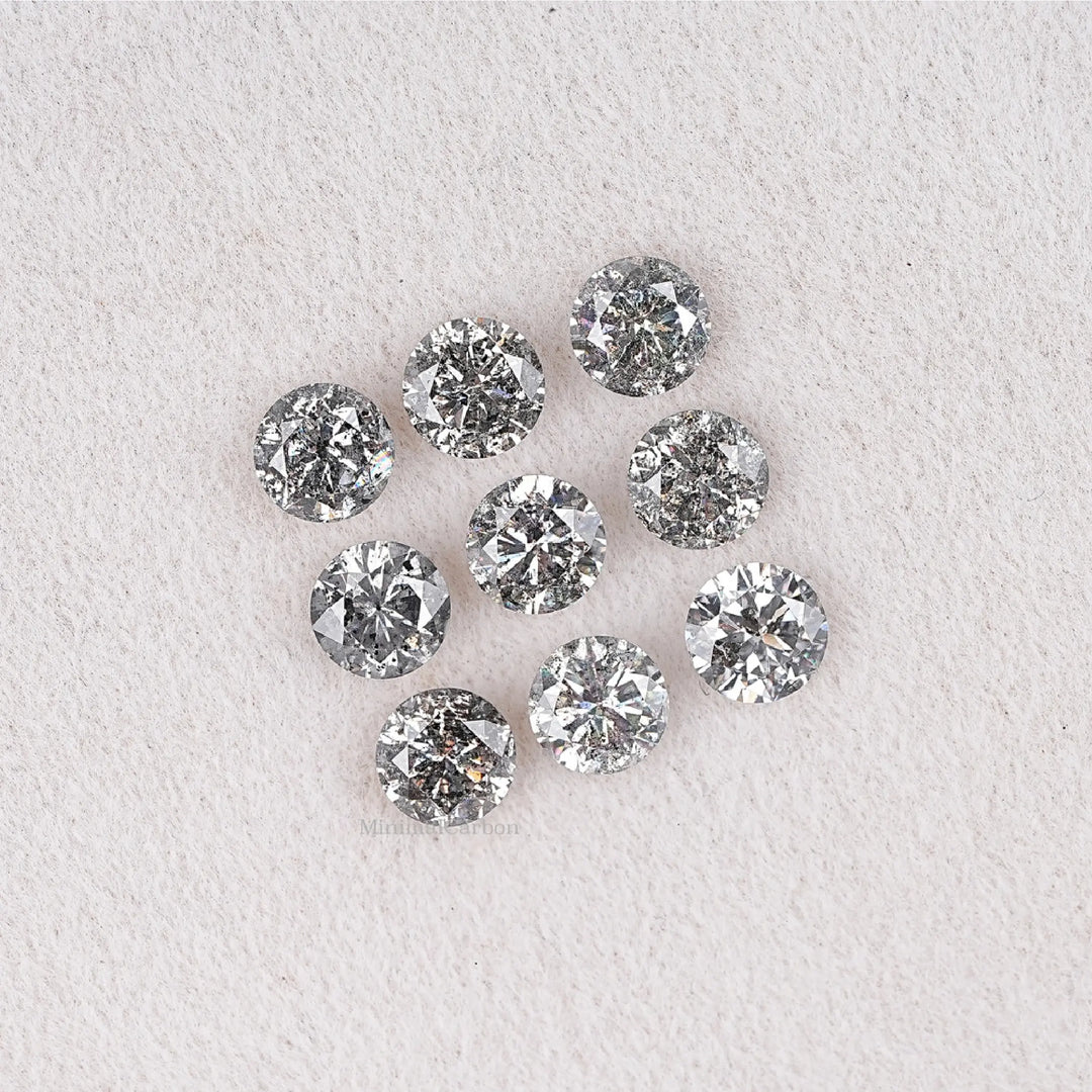 2.97 CT Round Brilliant Cut Salt & Pepper Diamond