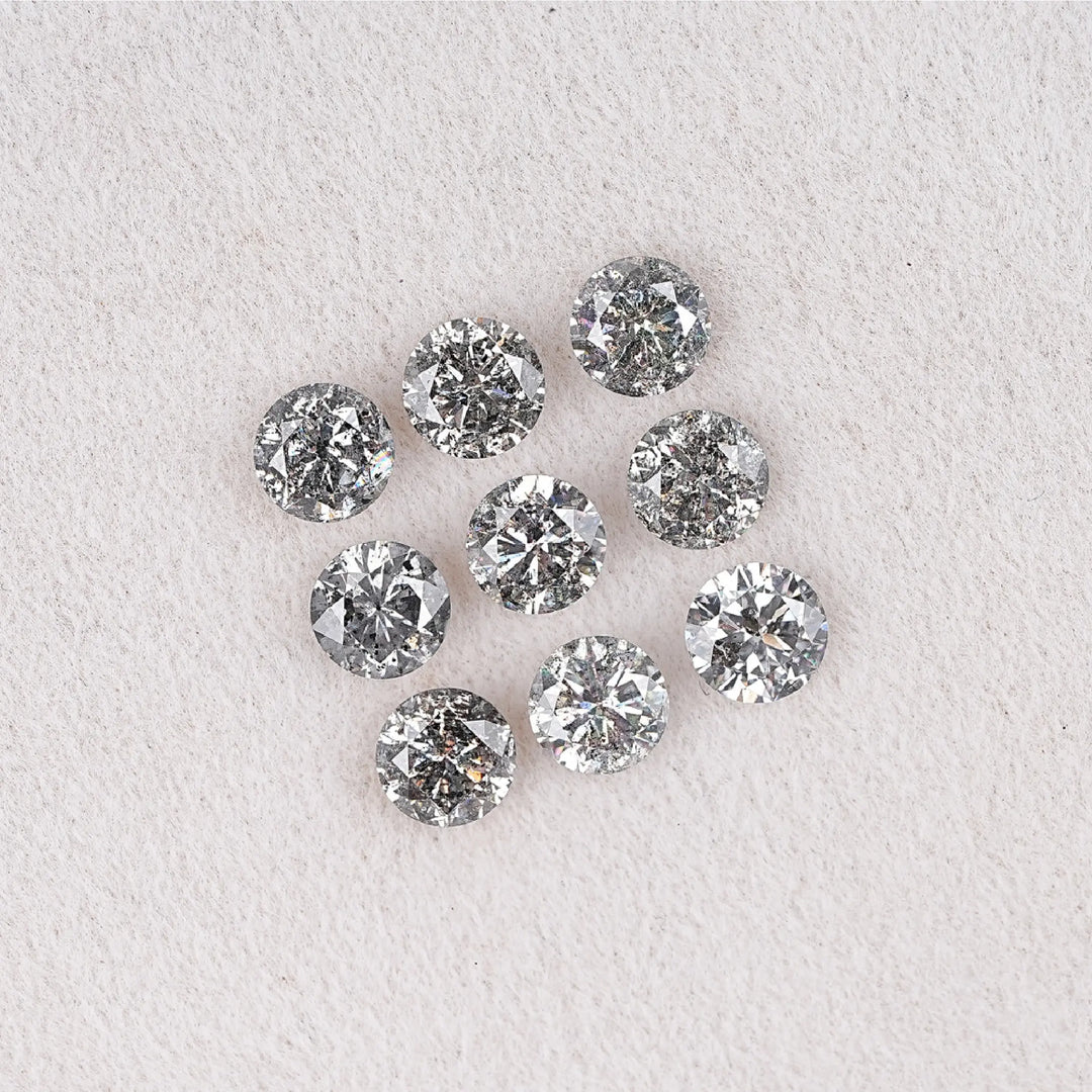 2.97 CT Round Brilliant Cut Salt & Pepper Diamond