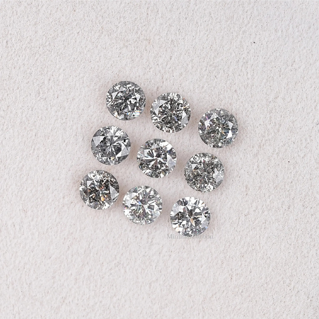 2.97 CT Round Brilliant Cut Salt & Pepper Diamond