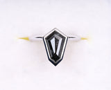 Shield Cut Bezel Set Black Diamond Engagement Ring