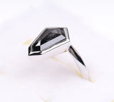 Shield Cut Bezel Set Black Diamond Engagement Ring