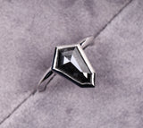 Shield Cut Bezel Set Black Diamond Engagement Ring