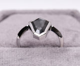 Shield Cut Bezel Set Black Diamond Engagement Ring