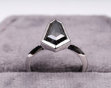 Shield Cut Bezel Set Black Diamond Engagement Ring