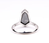 Shield Cut Bezel Set Black Diamond Engagement Ring