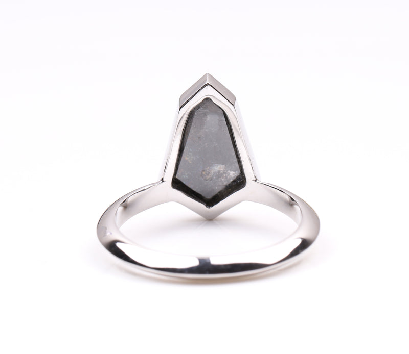 Shield Cut Bezel Set Black Diamond Engagement Ring