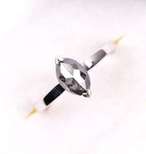 Marquise Cut Salt and Pepper Diamond Solitaire Ring
