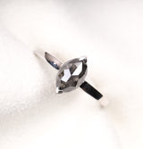 Marquise Cut Salt and Pepper Diamond Solitaire Ring