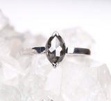Marquise Cut Salt and Pepper Diamond Solitaire Ring